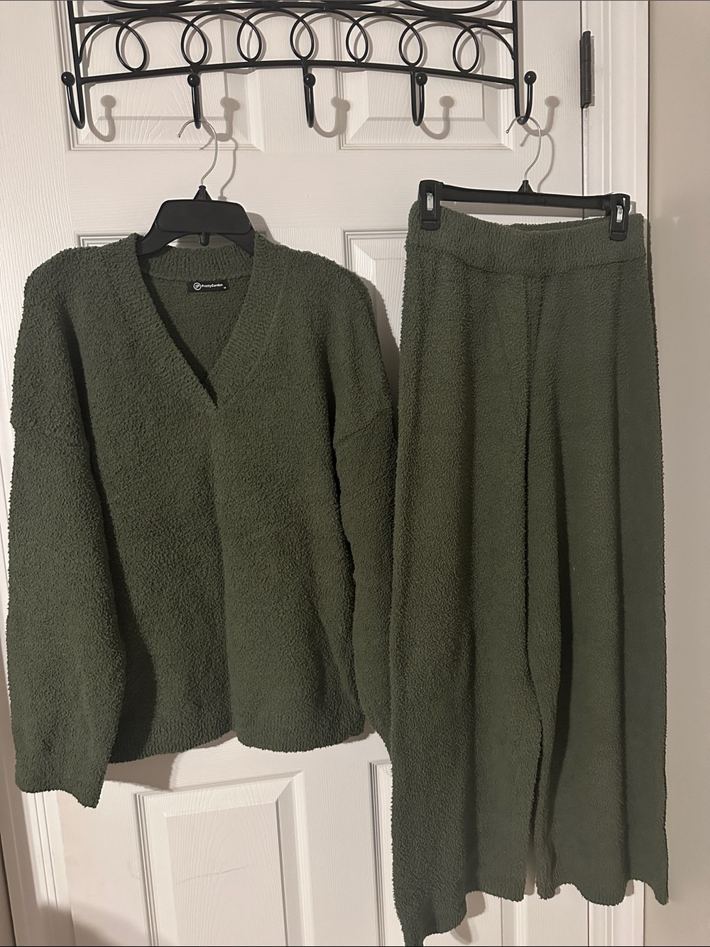 Cozy Wide-Leg Knit Set in Olive Green
